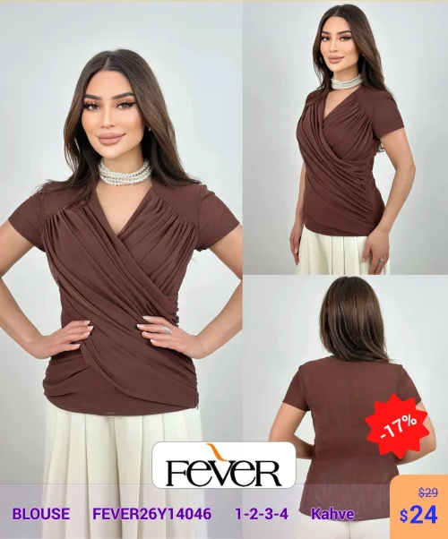 Блузка FEVER (Коричневый, модель FEVER26Y14046) оптом