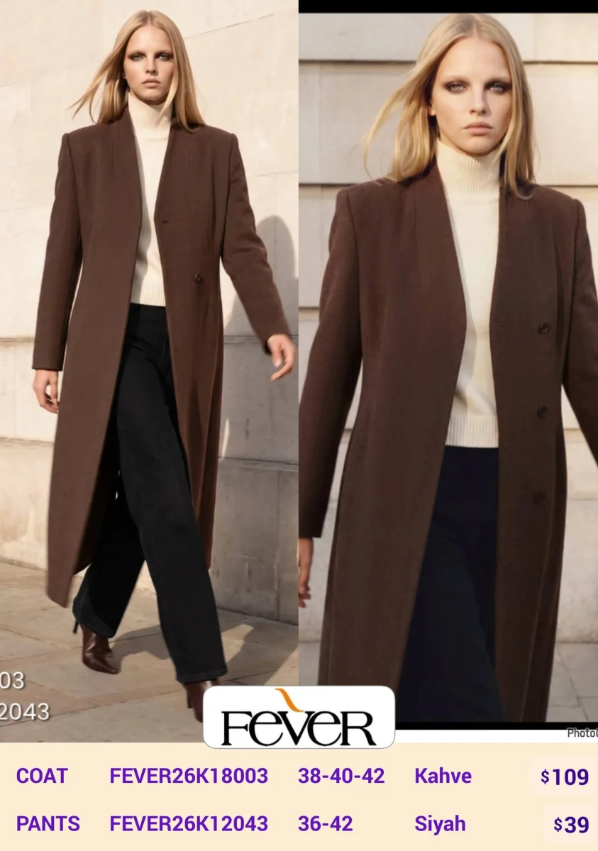 Пальто FEVER (Brown, модель FEVER26K18003) оптом