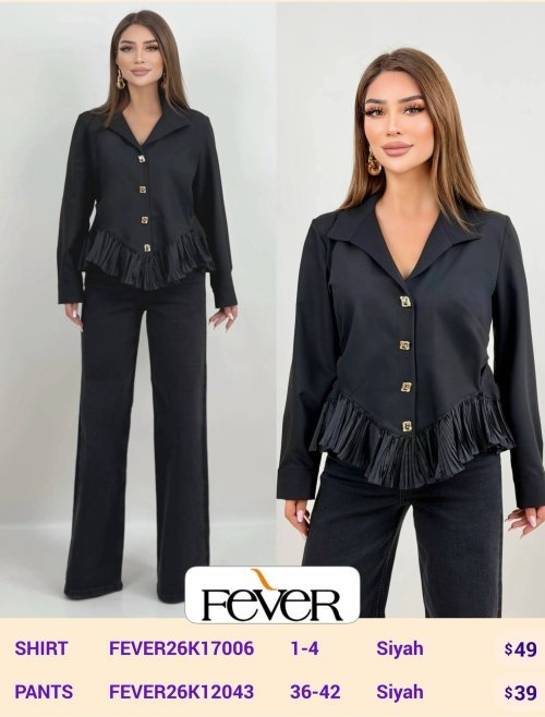 Рубашка FEVER (Black, модель FEVER26K17006) оптом
