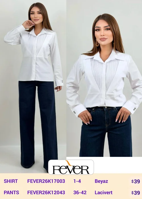 Рубашка FEVER (White, модель FEVER26K17003) оптом