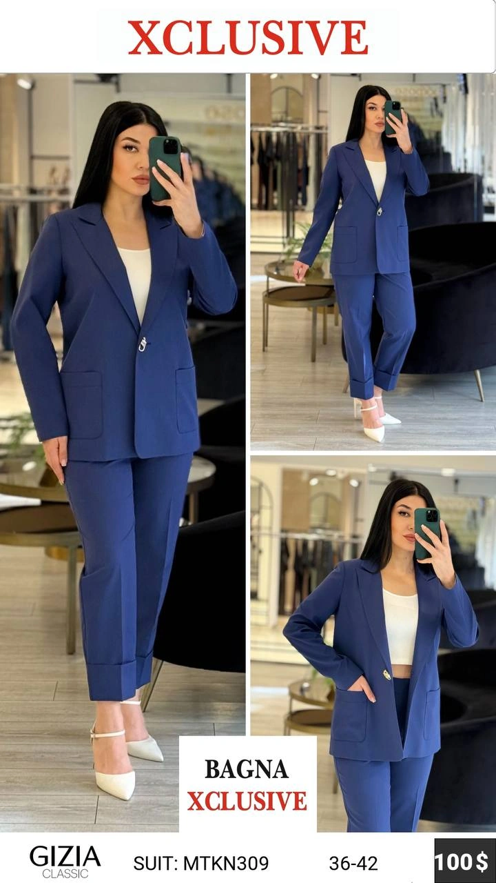 Костюм, Gizia Classic, Синий, модель MTKN309, женская одежда оптом из Турции, Лалели
