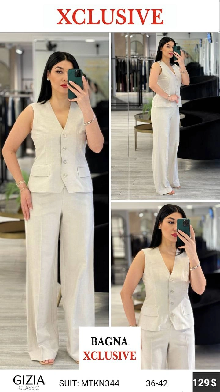 Костюм, Gizia Classic, Белый, модель MTKN344, женская одежда оптом из Турции, Лалели