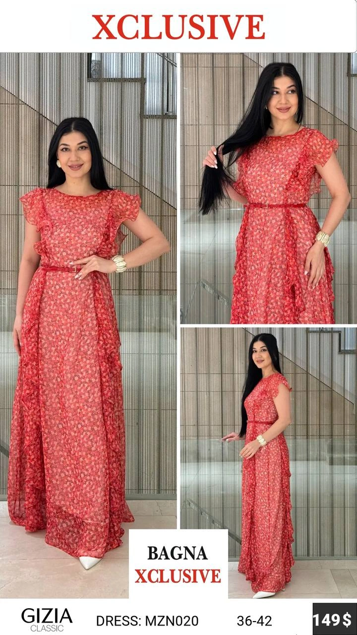 Платье, Gizia Classic, Красный, модель MZN020, женская одежда оптом из Турции, Лалели