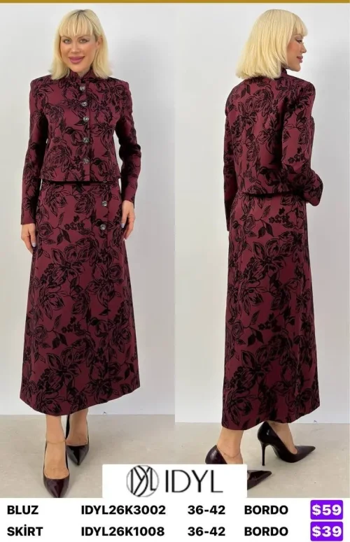 Блузка IDYL (Burgundy, модель IDYL26K3002) оптом
