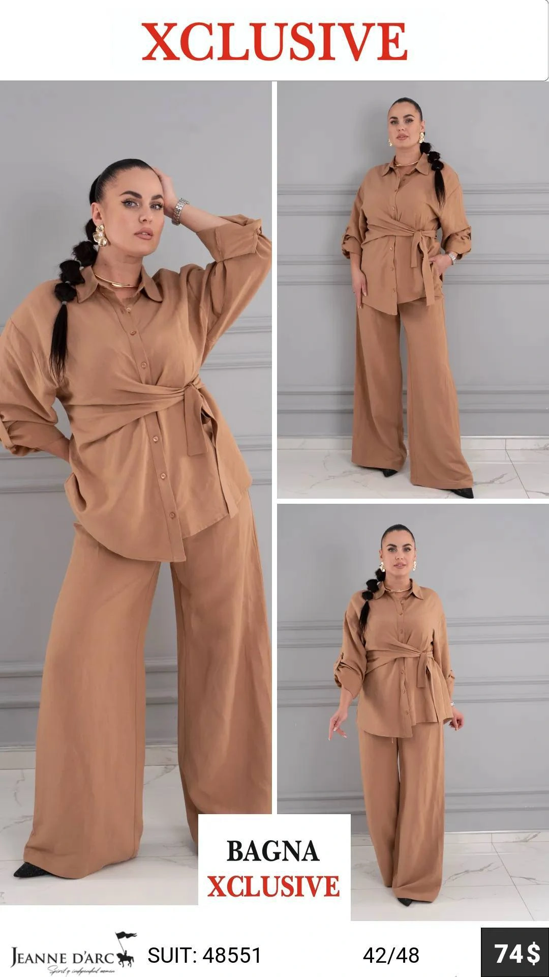 Костюм, Jeanne D’arc, Бежевый, модель 48551, женская одежда оптом из Турции, Лалели