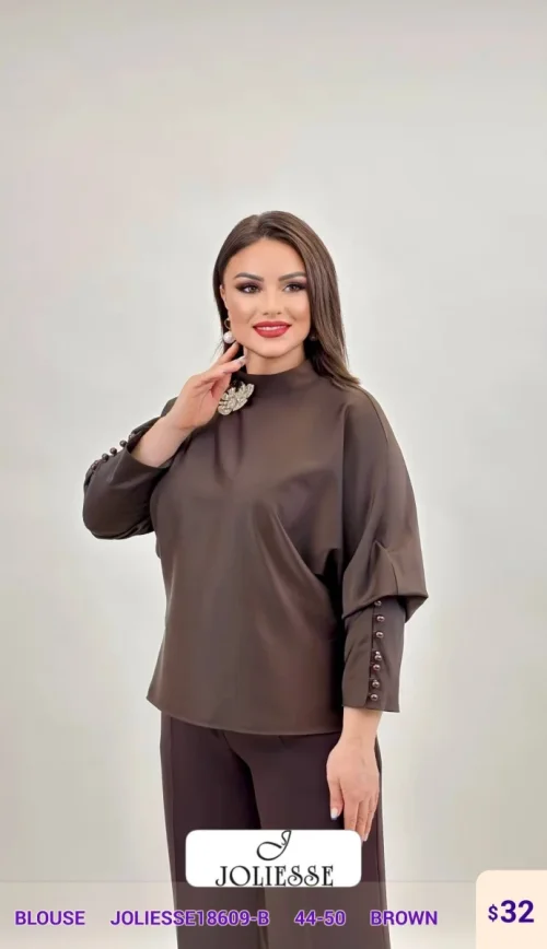 Блузка JOLIESSE (Brown, модель JOLIESSE18609-B) оптом