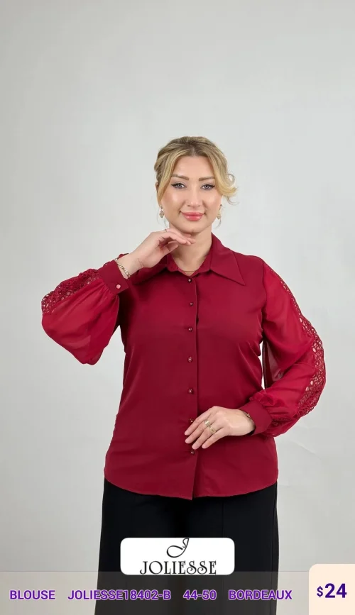Блузка JOLIESSE (Бордовый, модель JOLIESSE18402-B) оптом