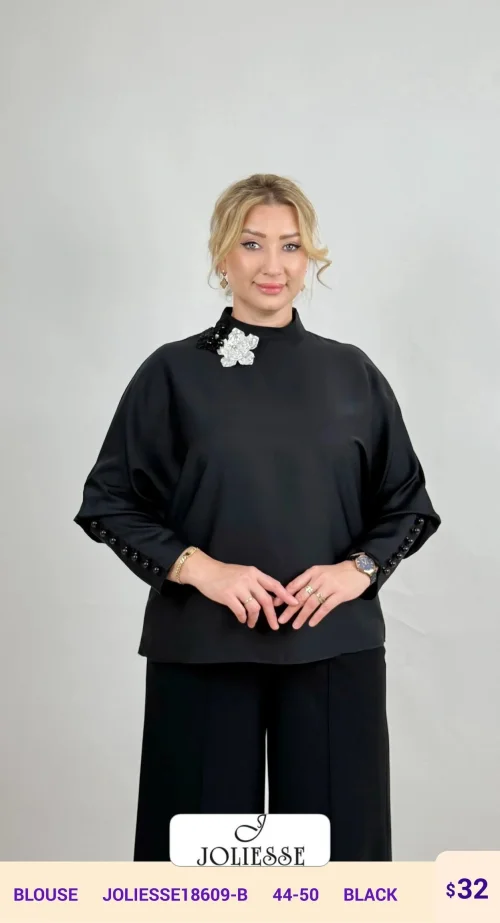 Блузка JOLIESSE (Черный, модель JOLIESSE18609-B) оптом