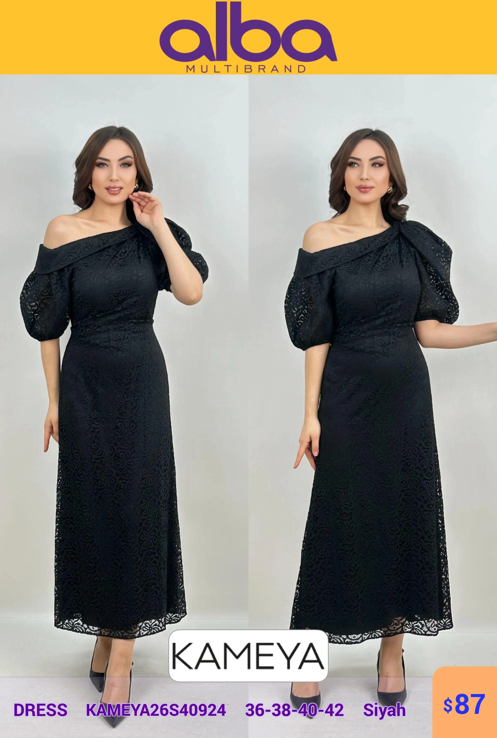 Платье, Kameya, Черный, модель KAMEYA26S40924, женская одежда оптом из Турции, Лалели