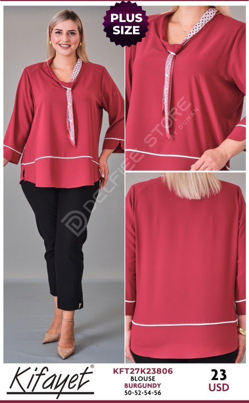 Блузка KIFAYET (Burgundy, модель KFT27K23806) оптом