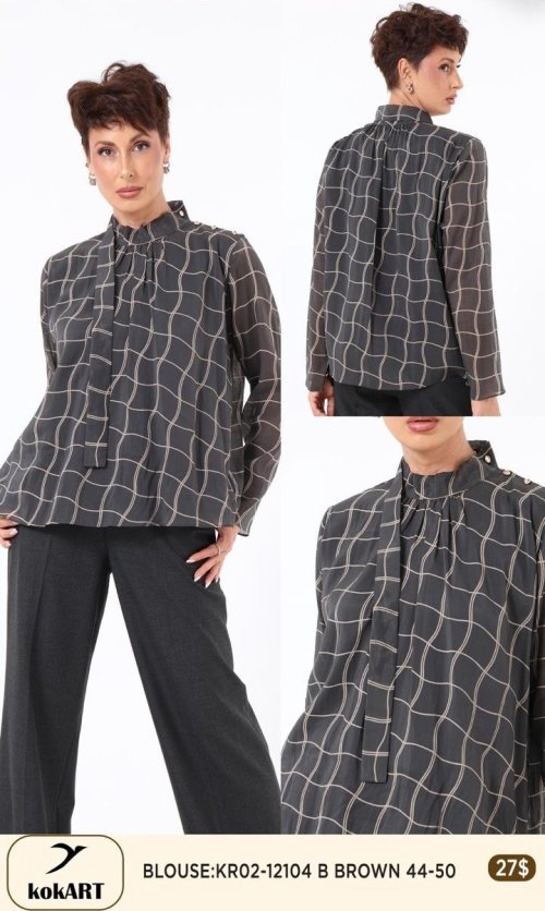 Блузка KOKART (Коричневый, модель KR02-12104) оптом