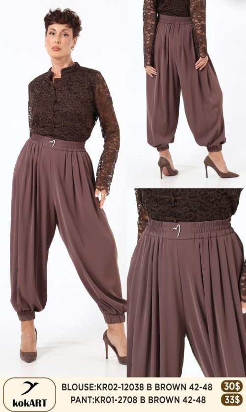 Блузка KOKART (Коричневый, модель KR02-12038) оптом