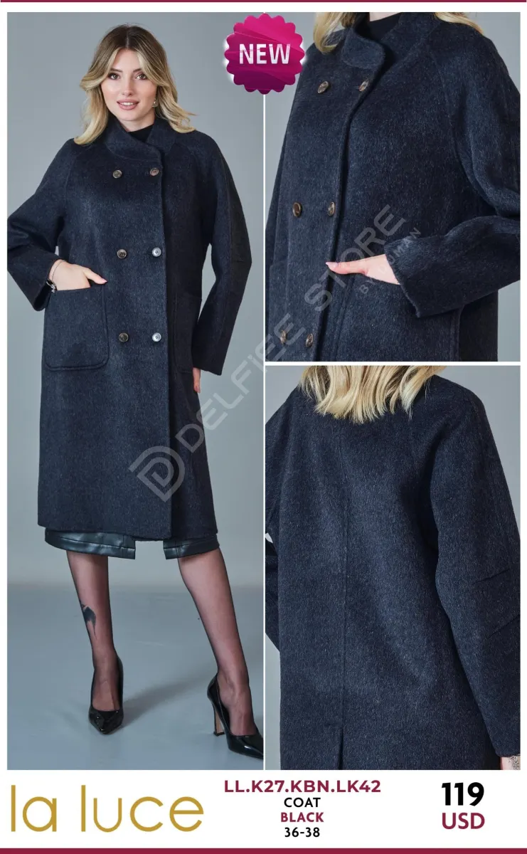 Пальто LA LUCE (Black, модель LL.K27.KBN.LK42) оптом