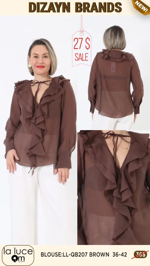 Блузка LA LUCE (Коричневый, модель QB207) оптом