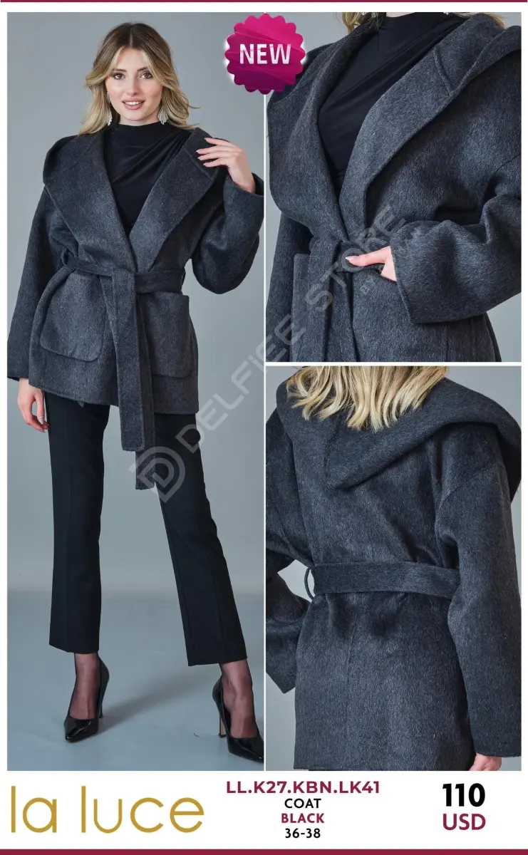 Пальто LA LUCE (Black, модель LL.K27.KBN.LK41) оптом