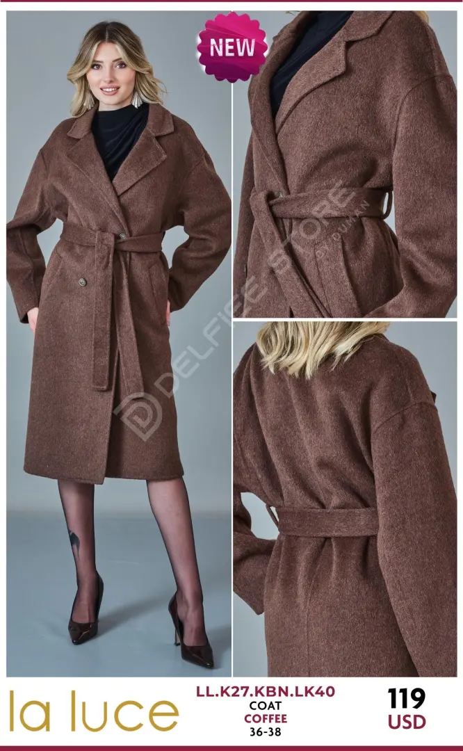 Пальто LA LUCE (Brown, модель LL.K27.KBN.LK40) оптом