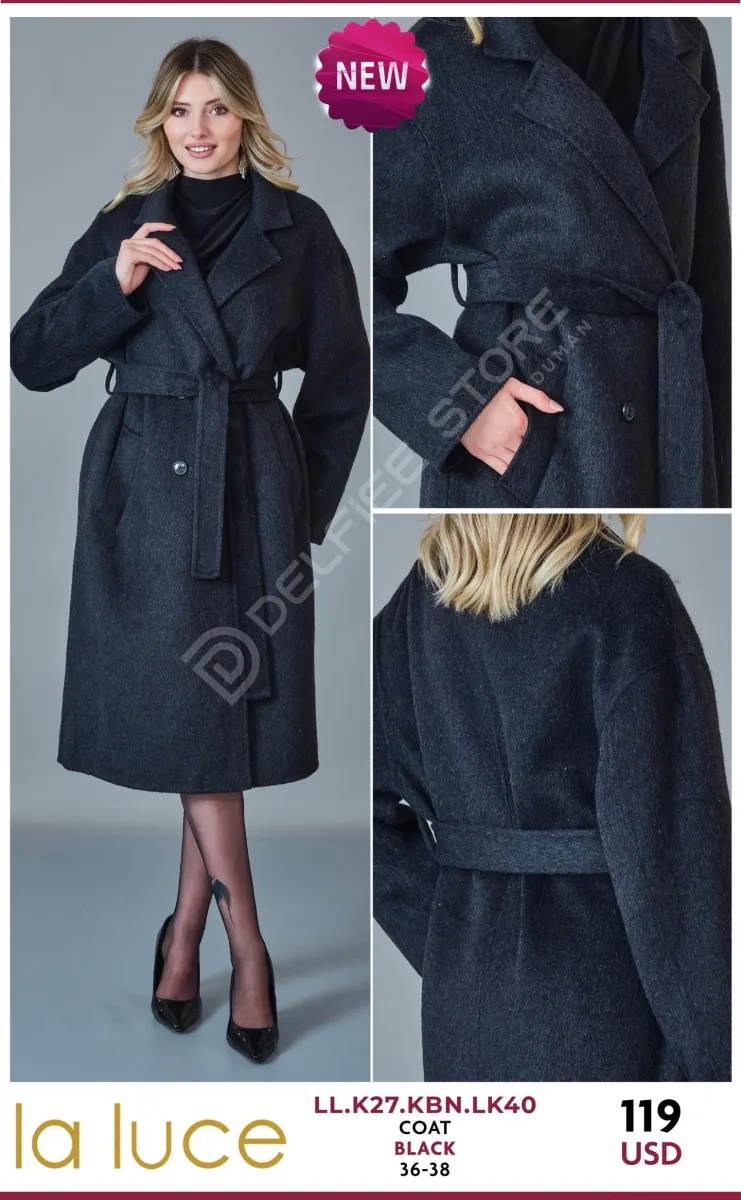 Пальто LA LUCE (Black, модель LL.K27.KBN.LK40) оптом