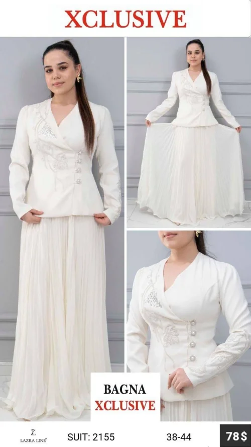 Костюм, LAZRA LİNE, Белый, модель SUIT2155, женская одежда оптом из Турции, Лалели