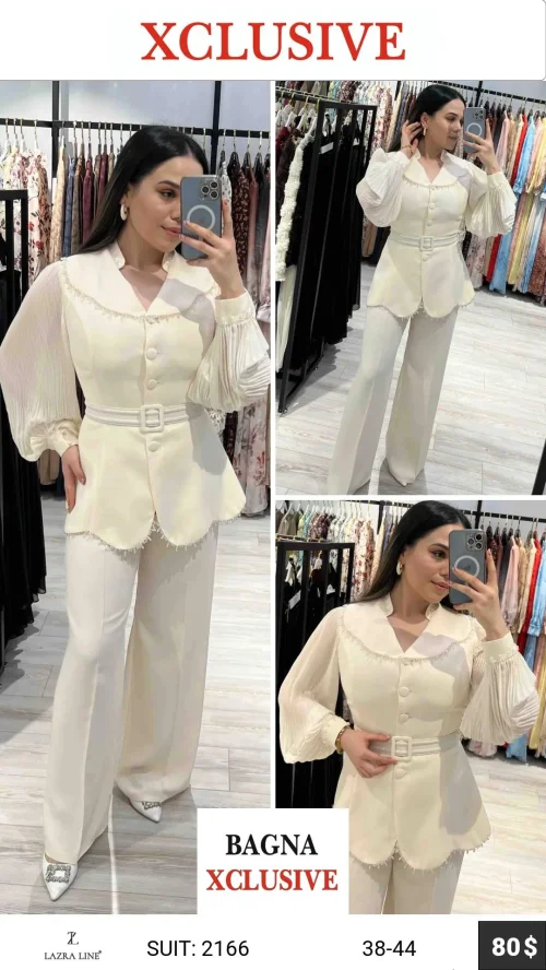 Комплект, LAZRA LİNE, Белый, модель SUIT2166, женская одежда оптом из Турции, Лалели