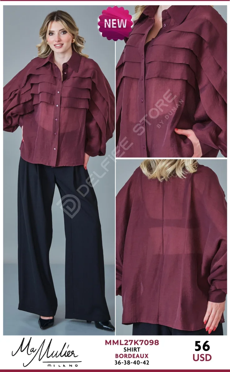 Рубашка MA MULIER (Burgundy, модель MML27K7098) оптом