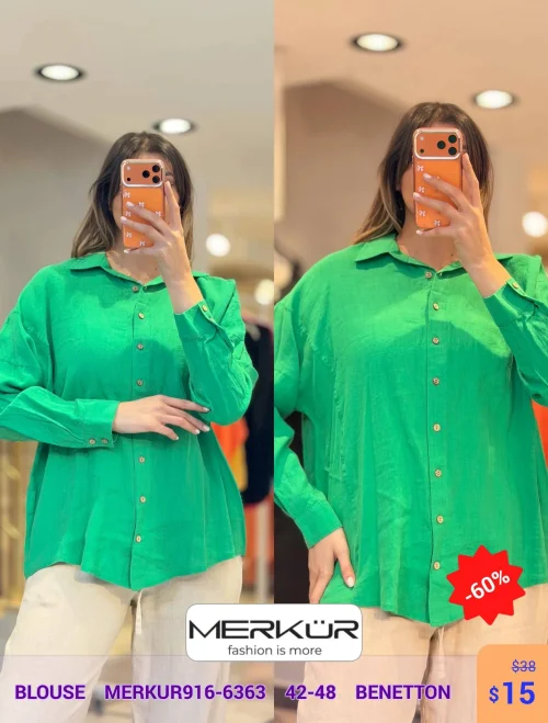 Блузка Merkur (Зелёный, модель MERKUR916-6363) оптом