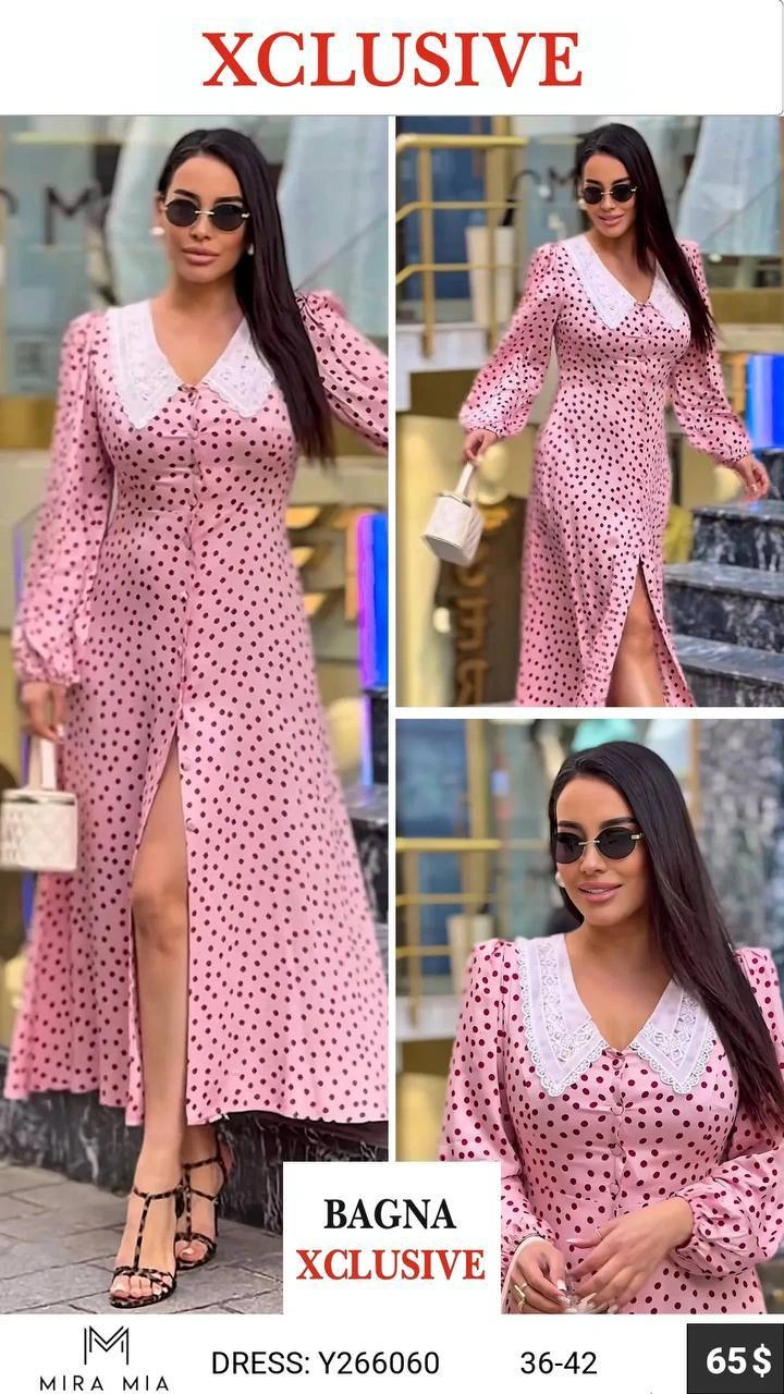 Платье, Mira&mia, Розовый, модель Y266060, женская одежда оптом из Турции, Лалели