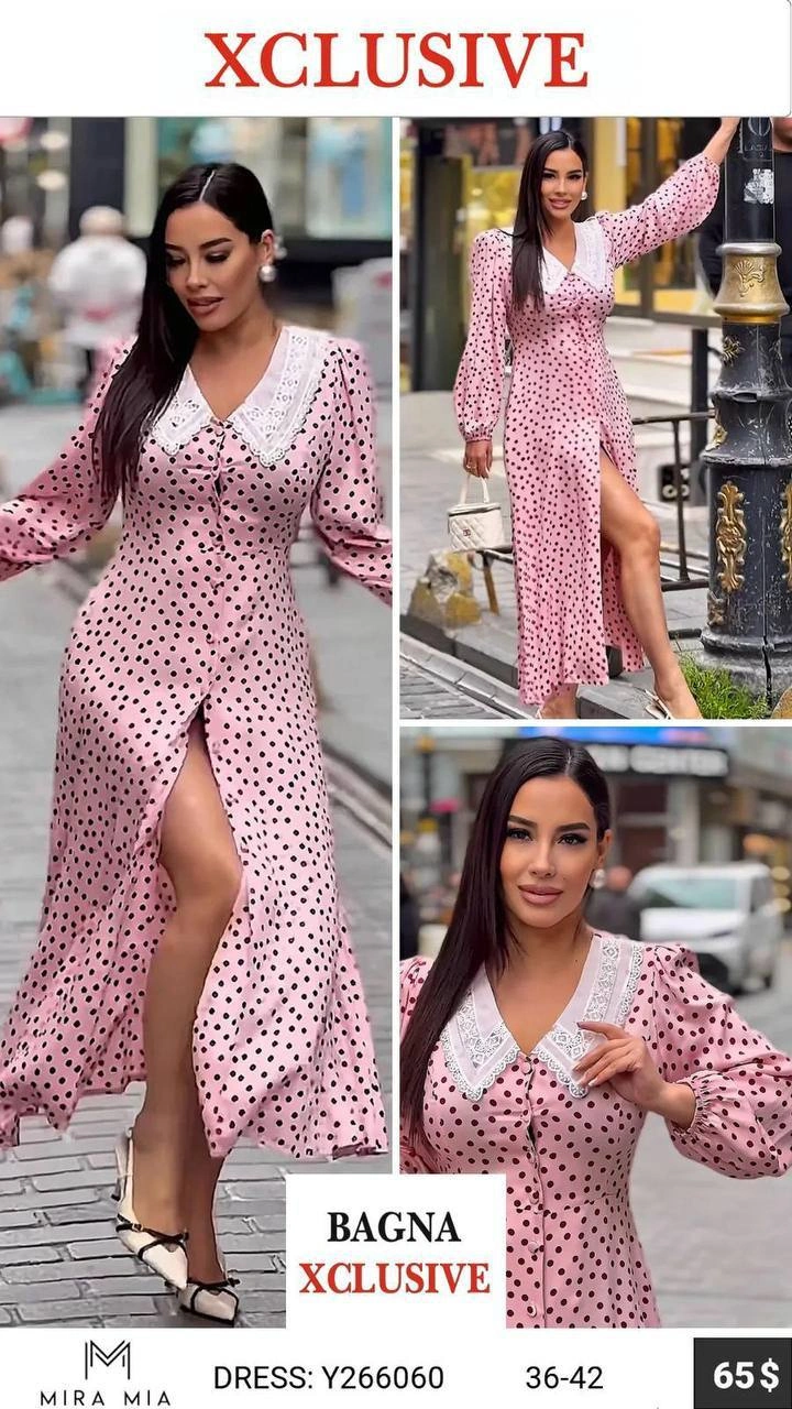 Платье, Mira&mia, Розовый, модель Y266060, женская одежда оптом из Турции, Лалели