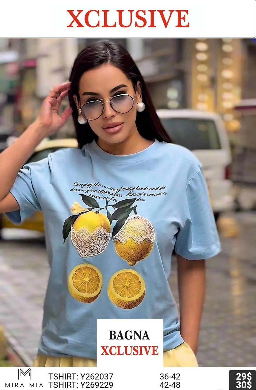 Футболка, Mira&mia, Голубой, модель Y269229, женская одежда оптом из Турции, Лалели
