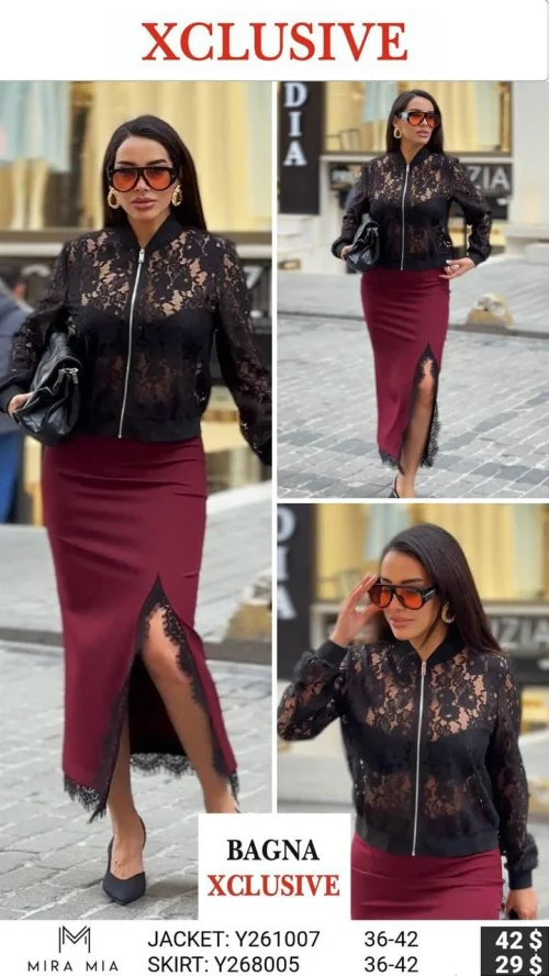 Юбка, MIRA&MIA, Винный, модель Y268005, женская одежда оптом из Турции, Лалели