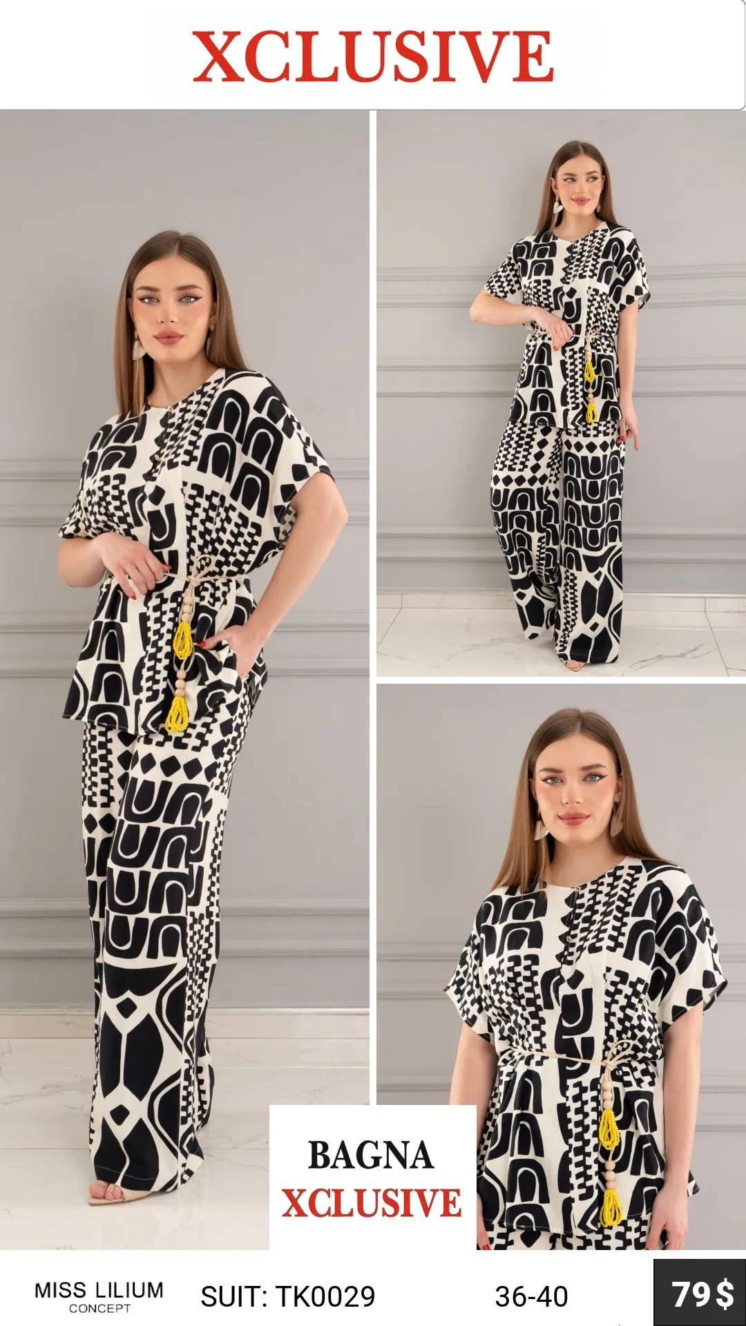Костюм, Miss Lilium, Черный, модель TK0029, женская одежда оптом из Турции, Лалели