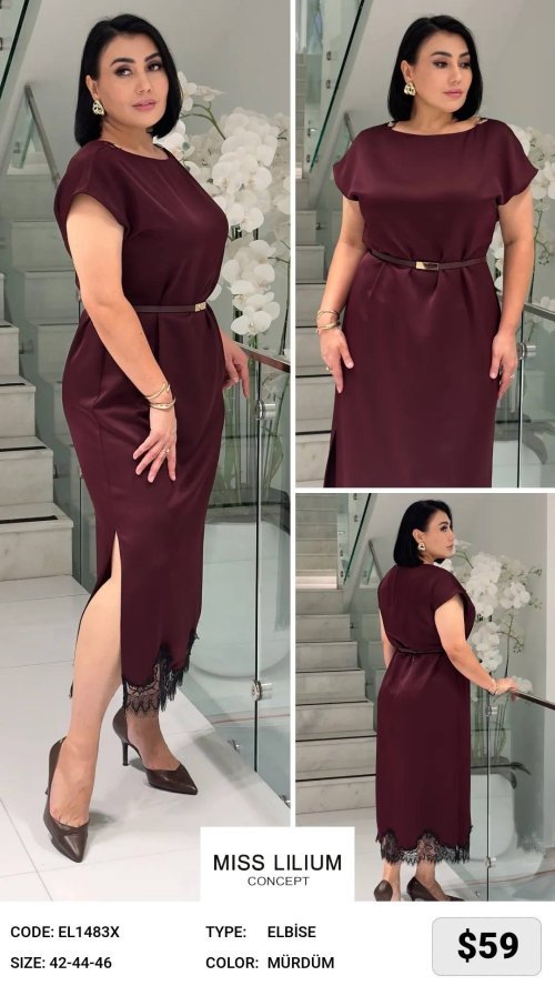 Платье MISS LILIUM (Фиолетовый, модель EL1483X) оптом
