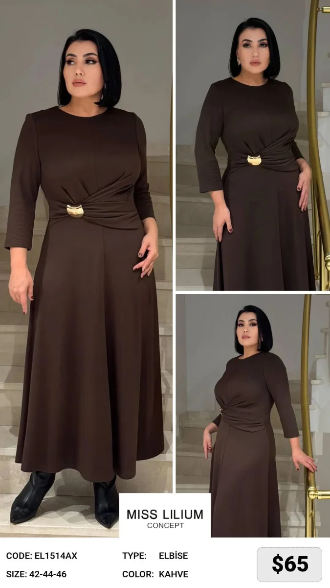 Платье MISS LILIUM (Brown, модель EL1514AX) оптом