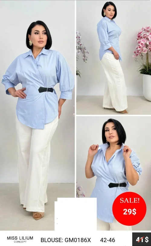 Блузка MISS LILIUM (Синий, модель GM0186X) оптом