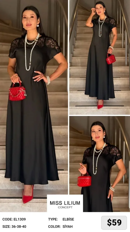 Платье MISS LILIUM (Black, модель EL1309) оптом
