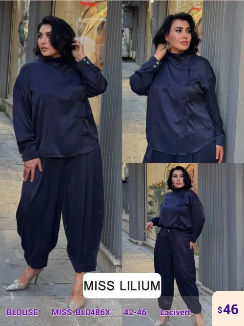 Блузка MISS LILIUM (Navy, модель MISS-BL0486X) оптом