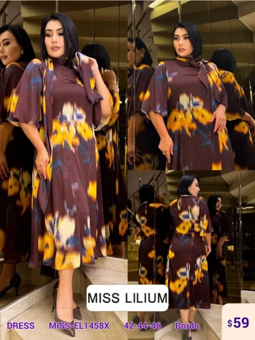 Платье MISS LILIUM (Burgundy, модель MISS-EL1458X) оптом