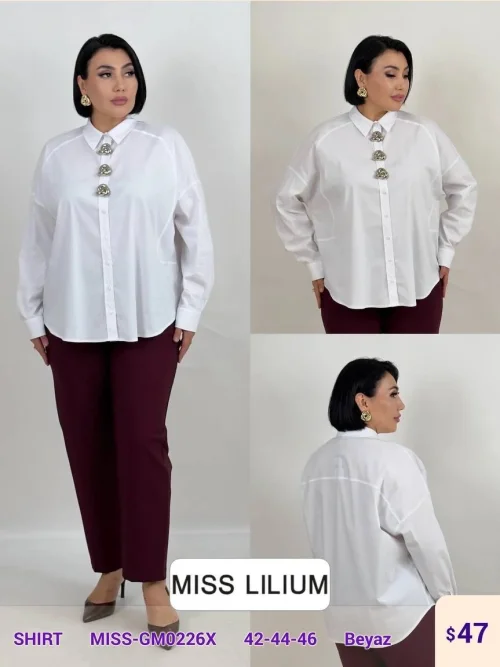 Рубашка MISS LILIUM (White, модель MISS-GM0226X) оптом
