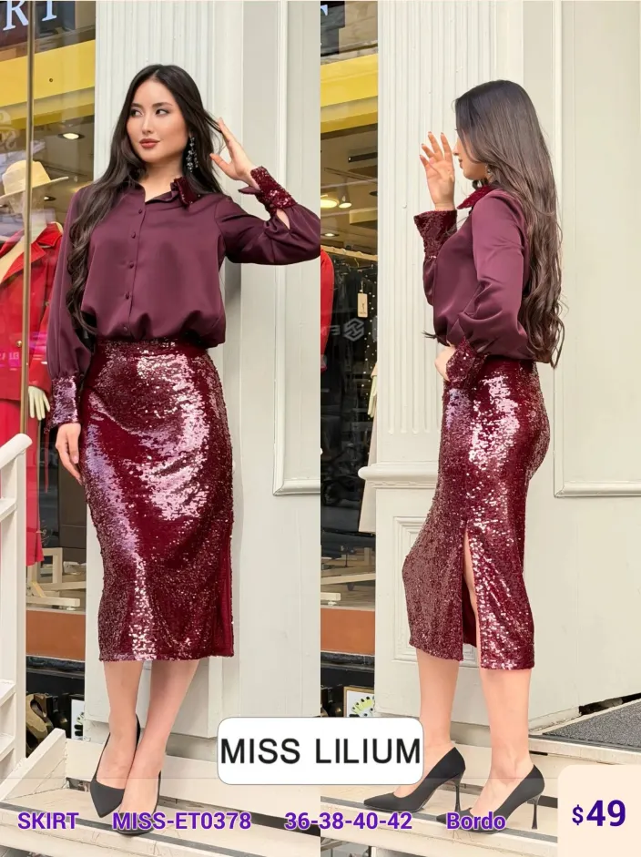 Юбка MISS LILIUM (Burgundy, модель MISS-ET0378) оптом