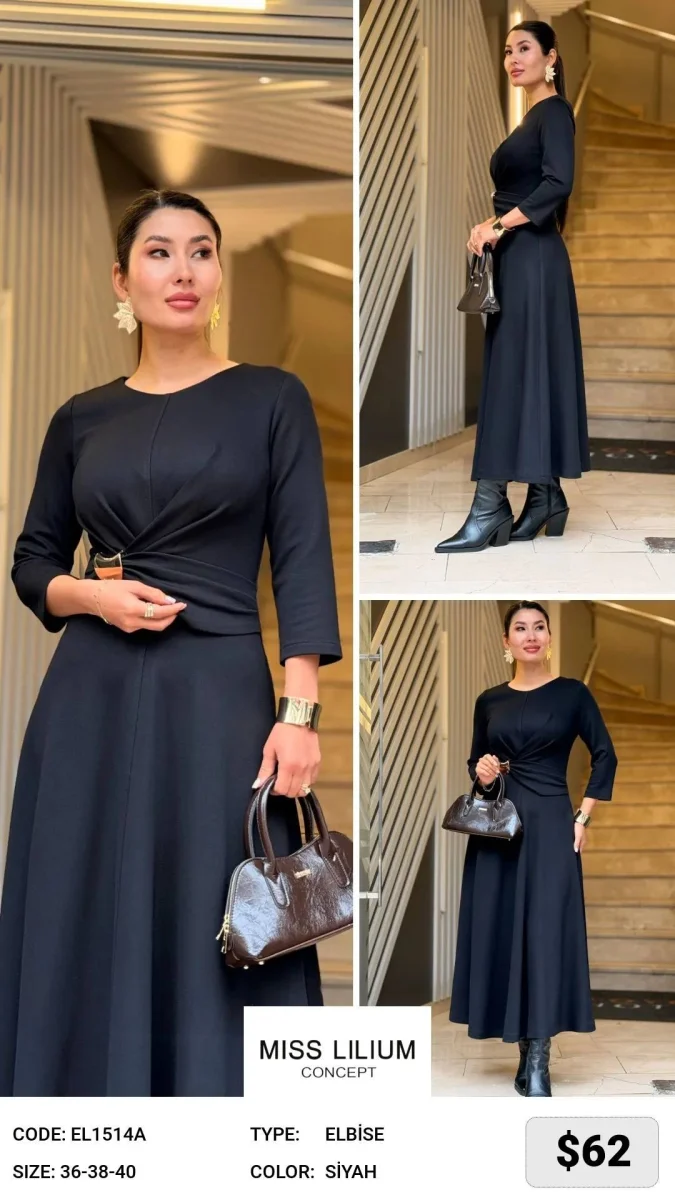 Платье MISS LILIUM (Black, модель EL1514A) оптом