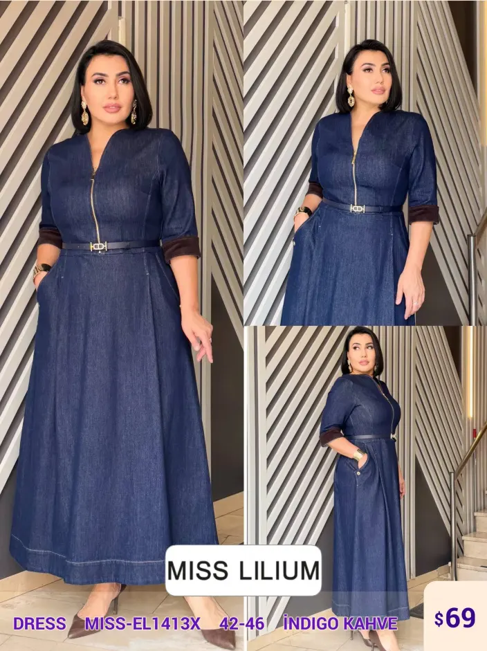Платье MISS LILIUM (Navy, модель MISS-EL1413X) оптом