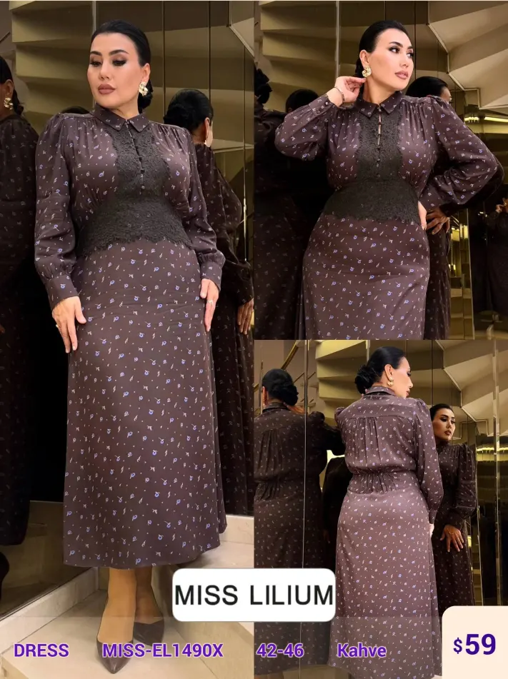 Платье MISS LILIUM (Brown, модель MISS-EL1490X) оптом