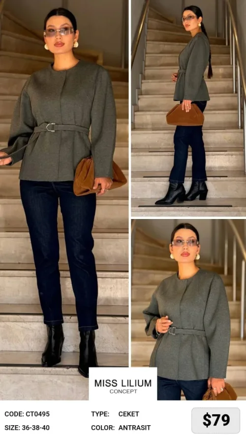 Жакет MISS LILIUM (Dark gray, модель CT0495) оптом