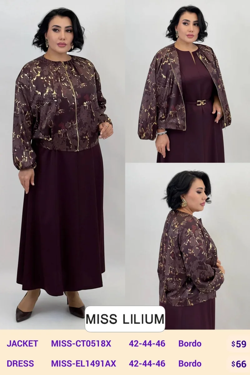 Платье MISS LILIUM (Burgundy, модель MISS-EL1491AX) оптом