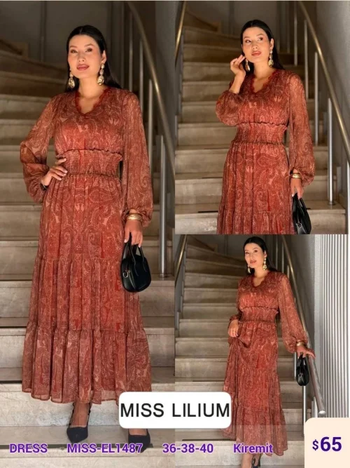 Платье MISS LILIUM (Terracotta, модель MISS-EL1487) оптом