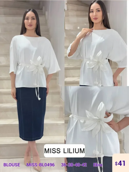 Блузка MISS LILIUM (Cream, модель MISS-BL0496) оптом