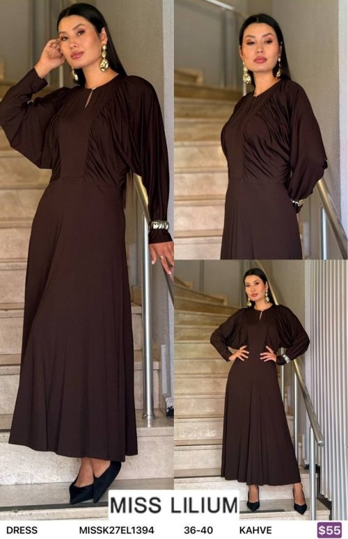 Платье MISS LILIUM (Коричневый, модель EL1394) оптом