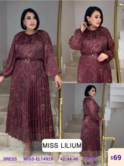 Платье MISS LILIUM (Burgundy, модель MISS-EL1492X) оптом