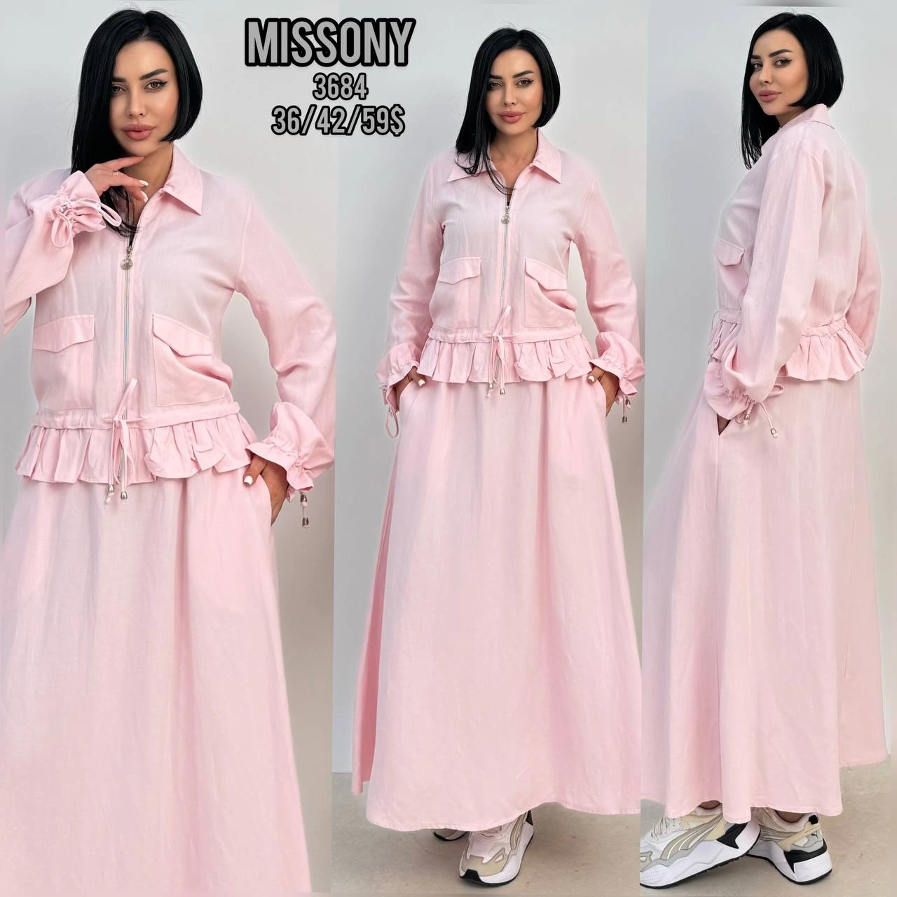 Платье, Missony, Розовый, модель 3684, женская одежда оптом из Турции, Лалели