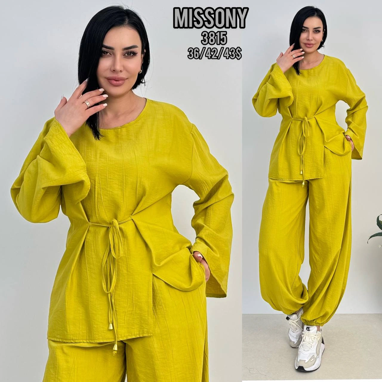 Комплект, Missony, Желтый, модель 3815, женская одежда оптом из Турции, Лалели