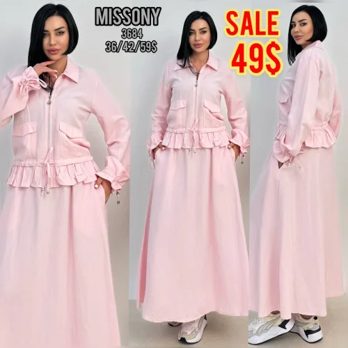 Платье, MISSONY, Розовый, модель 3684, женская одежда оптом из Турции, Лалели